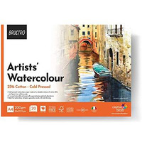 Brustro Artist 25% Cotton Watercolour Paper Pad Cold Pressed 200 Gsm A4-20 Sheets | Ideal For Professional Drawing, Painting, Dry & Wet, Fine Art Students