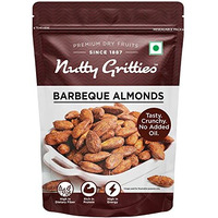 Nutty Gritties Party Snacks Barbeque Almonds (Bbq) 200G - Healthy Party Snack, Dry Roasted, Non Fried, Zero Oil, Crunchy, Tasty | Resealable Pouch