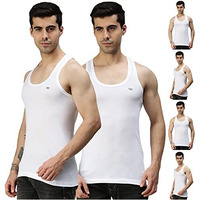 Lux Cozi Men's Pack Of 6 White Round Neck Sleeveless Cotton Vest (Size : 95Cm)