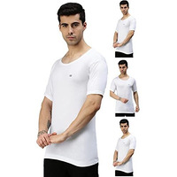 Lux Cozi Men's Cotton Vest (Pack Of 4) (8904209871381_Cozi_Wh_Rns_95_White)