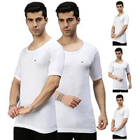 Lux Cozi Men's Pack Of 5 White Round Neck Half Sleeves 100% Cotton Vest (Size : 90Cm)