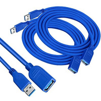 Storite 2 Pack 3M Usb 3.0 Male To Female Extension Cable High Speed 5Gbps Extension Cable Data Transfer For Keyboard, Mouse, Flash Drive, Hard Drive, Printer And More - Black (2 Pk Blue -1.5 M)