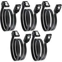 Storite 5-Pack 45Cm Sata 3 6.0 Gbps Data Cable With Locking Latch For Hdd & Ssd (Black - 90 Deg Right Angle To Straight)