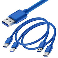Storite 2 Pack 60Cm Super Speed Usb 3.0 Type A Cable - Male To Male Usb Cord Short Cable For Hard Drive Enclosures, Laptop Cooling Pad, Dvd Players - Blue