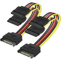 Riatech 15Cm 2 Pack Sata Power Y-Splitter Cable Sata Male To Dual 15 Pin Female Extension Cable For Hard Disk Drive Adapter Cable, Multicolor