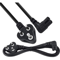 Storite 1.5 Meter 2 Pin 90 Degree Power Cord Cable 18Awg For Laptop Adapter/Camera/Printer/Charger Black