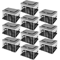 Storite 10 Pack Nylon 33 L Pvc Transparent Moisture Proof Storage Box For Clothes Closet Wardrobe Organizer Bag For Clothes Saree Bags With Carry Handle - (Grey, 44 X 31 X 24 Cm)