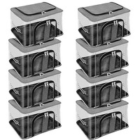 Storite 8 Pk Nylon 33 L Pvc Transparent Moisture Proof Storage Box For Clothes Closet Wardrobe Organizer Bag For Clothes With Carry Handle & Transparent Window - (Grey, 44 X 31 X 24 Cm)