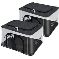 Storite 2 Pack Nylon 33 L Pvc Transparent Moisture Proof Storage Box For Clothes Closet Wardrobe Organizer Saree Bags For Clothes With Carry Handle - (Black, 44 X 31 X 24 Cm)