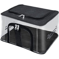 Storite Nylon 33 L Pvc Transparent Moisture Proof Storage Box For Clothes Closet Wardrobe Organizer Saree Bags For Clothes With Carry Handle - (Black, 44 X 31 X 24 Cm)