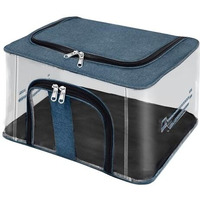 Storite Nylon 33 L Pvc Transparent Moisture Proof Storage Box For Clothes Closet Wardrobe Organizer Saree Bags For Clothes With Carry Handle - (Darkteal, 44 X 31 X 24 Cm)