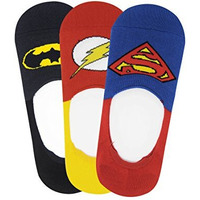 Justice League Men's Cotton Loafer Socks With Anti Slip Silicon - Superman, Batman, Flash - Pack Of 3- No Show/Invisible Socks