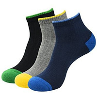 Balenzia MenS Cushioned High Ankle Sports Socks (Free Size) Made With 100% Combed Cotton & Spandex Pack Of 3 (Multi Colour)|Terry/Towel Ankle Socks For Men