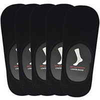 Balenzia Men's Solid Colored No Show Loafer Socks Made With 100% Combed Cotton And Anti Slip Silicon System - (Pack Of 5) (Black) - Free Size Invisible Socks