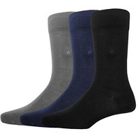 Louis Philippe Men's Cotton Full Length Socks (Pack Of 3) Dark Grey, Navy, Black