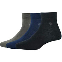 Louis Philippe Men's Cotton Quarter Crew Length Socks (Pack Of 3) Dark Grey, Navy, Black
