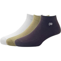 Peter England Men's Cotton Ankle Length Socks Beige, Brown And White Free Size (Pack Of 3)