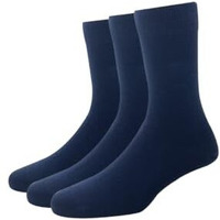 Louis Philippe Cotton Full Length Men's Plain Pattern Socks (Pack Of 3) - Navy Blue