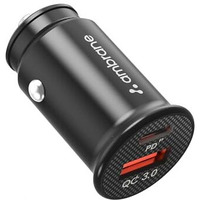 Ambrane 22W Fast Car Charger | Dual Port Pd + Qc | Type C & Usb Car Adapter For Iphone, Samsung, Android, Tablets, Laptop | Compact Car Charger For Mobile, Iphone, Android, (Acc-21 Black)