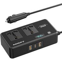 Ambrane 200W Car Power Inverter/Laptop Charger, Charge 5 Devices, 1 Type C 33W Pd, 2 Usb 22.5W Qc, 2 Ac Universal Outlets, Safe Charging Technology, For All 12V Dc Socket Cars (Smartstrip Auto, Black)