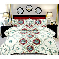Casa Copenhagen Solitaire Rich Art 100% Eygptian Cotton, 280Tc, King Size Double Bedsheet (108 Inch X 108 Inch) With Two Pillow Cover (18 Inch X 27 Inch)- Garland Green