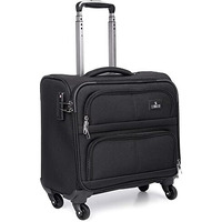 The Clownfish Wanderer Luggage Polyester Softsided Check-In Suitcase 4 Wheel Trolley Bag Laptop Roller Case (44 Cms, Charcoal Black)