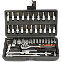 Agaro 46Pcs Professional 1/4'' Square Drive Metric Socket Set, Black, Hex