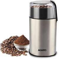Agaro Grand Electric Coffee Grinder, Stainless Steel Blades, Grinds Up To 60 Grams Dry Coffee Beans, Portable, Silver