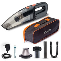 Agaro Hvc1081 Cordless Rechargeable Car Vacuum Cleaner, Portable, Handheld,110W, 5.5Kpa Power Socket, Stainless Steel Filter, Black