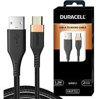 Duracell Usb A To Micro Cables, 2A Braided Sync & Quick Charging Usb Cable, 3.9 Feet (1.2M), Supports Qc 2.0/3.0 Charging, Rapid Data Transmission, Series 1, Black