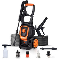 Agaro Alpha High Pressure Washer, Car Washer, Upright Design With Wheel, 1600W, 130 Bars, 7L/Min Flow Rate, 5 Meters Outlet Hose, Car, Bike And Home Cleaning Purpose, Red & Black