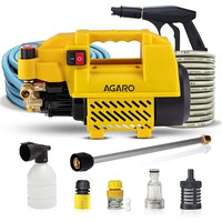 Agaro Supreme Plus Pressure Washer, 2200 Watts, 140 Bars, 7.5L/Min Flow Rate, 8 Meters Outlet Hose, For Car, Bike And Home Cleaning Purpose, 9 Accessories, Yellow
