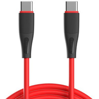 Portronics Silklink 60W Pd Type-C To Type C Fast Charging Cable For Type C Smartphone And Devices,Premium Silicon Cable, 1M(Red)