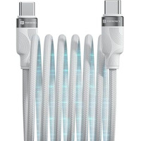 Portronics Snaplink C Square 60W Type C To Type C Magnetic Coiled Cable, Strong Nylon Braided, Aluminum Alloy Material, Fast Data Sync, Type C Fast Charging Compatible With Laptop,Smartphone,Tablets