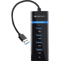 Zebronics 300Hb 4 Port Usb 3.0 Hub With Hi-Speed Data Transfer, Led Indication, 15Cm Cable, Backward Compatible, Multi Device Connection, Plug Play Usage, Glossy Finish And Lightweight Design