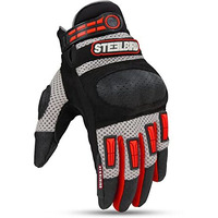 Steelbird Polyester Adventure A-1 Full Finger Riding Gloves With Touch Screen Sensitivity At Thumb & Index Finger, Protective Off-Road Motorbike Racing (Xl, Red, Cycling)