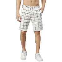 Thomas Scott Men's Checkered Slim Fit Shorts Grey