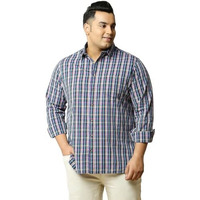Thomas Scott Mens | Full Sleeve | Checks Printed | Regular Fit | Plus Size | 100% Cotton | Spread Collar | Casual | Shirts (Purple_6Xl)