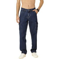 Thomas Scott Men Comfort Relaxed Fit Clean Look Light Fade Pure Cotton Cargo Jeans