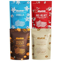 Craveto Assorted Wafer Cubes Pack Of 4 | 300G (4 X 75G) | Chocolate Hazelnut, Vanilla, Red Velvet & Tiramisu Flavours | Crunchy Wafer Biscuit Qubz | Bite Sized Sweet Treats