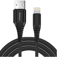 Kratos Usb To Lightning 3A Fast Charging Braided Cable Compatible With Iphone 14, 13, 12, 11, X, 8, 7, 6, 5, Ipad, Macbook, Imac, Airpods, 480Mbps Data Sync, 1.3Meter Long, Black