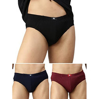 Onn Relaxz Men's Pack Of 3 Multicolor Solid Cotton Mid Rise Briefs (Size : Medium)