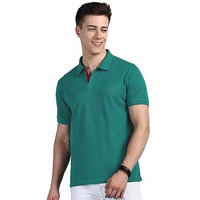 Lux Cozi Men's Pack Of 1 Sea Green Regular Fit Polo Neck Half Sleeve Solid Casual T-Shirt (Size : Large)