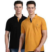 Lux Cozi Men's Pack Of 2 Mustrad And Black Regular Fit Polo Neck Half Sleeve Soild Casual T-Shirt (Size : 90Cm)