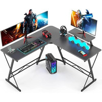 White Mulberry L-Shape Corner Desk |Diy Assembly| Monitor Raising Shelf | Engineered Wood & Sturdy Steel Leg|Perfect For Office Home Gaming Study Desk Computer Table|L(130+130)*45 * 77Cm|Carbon Fibre