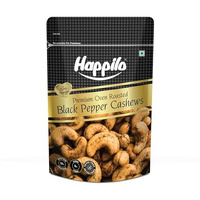 Happilo Salted Black Pepper Whole Cashews 160G | Super Healthy Crunchy Nuts | Non-Frie | Zero Cholesterol Natural Jumbo Size Whole Kaju Nuts & Dry Fruits | Rich In Protein, Roasted Crunchy Delicious Healthy Snacks