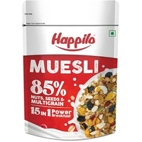 Happilo Dry Fruit Muesli 500G, 85% Nuts, Seeds And Multigrain, 15 In 1 Power Breakfast, High In Fiber, Omega 3, Protein