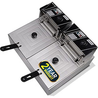 Ibell Df620M Deep Fryer Electric 12 Litre Stainless Steel 2500W, Double Tank/Basket, Variable Temperature Control, Silver