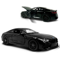 Wembley Pull Back M8 Die-Cast Model Car 1:32 Scale Metal Toy Vehicle With Openable Doors & Light Engine Sound - Realistic Collectible For Boys Kids 3+ Years & Above - Black