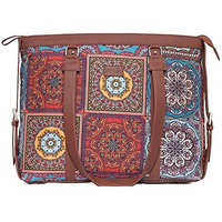 Zouk Office Bag | Stylish Bags For Office Use | Laptop Bag 15.6 Inch | Stylish Tote For Office Use | Purse For Women | Vegan Leather Handbag | Daily & Travel Use | Multicolor Mandala Print